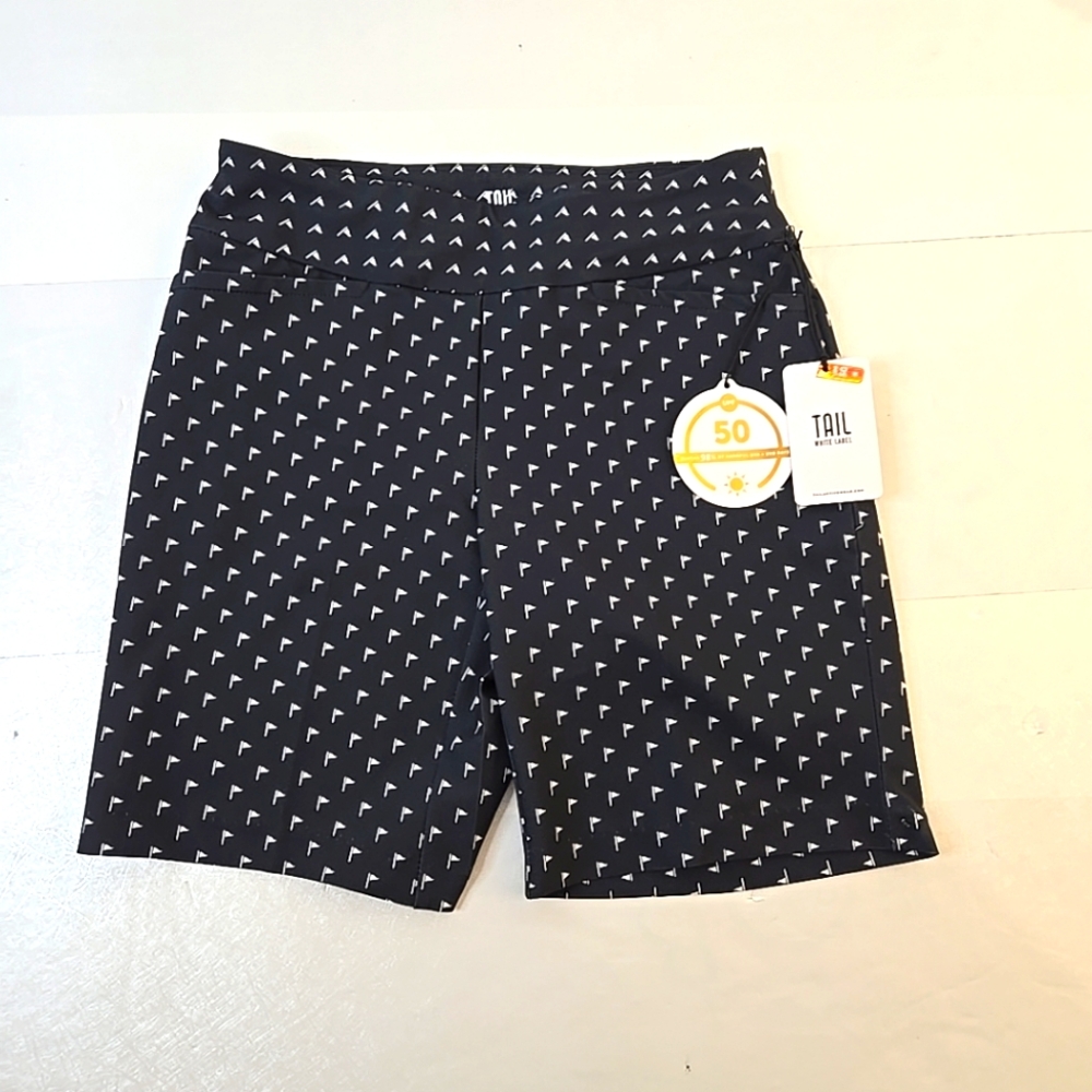 Size 4 Tail White Label Shorts. Black w Flag Print. Pull On. New